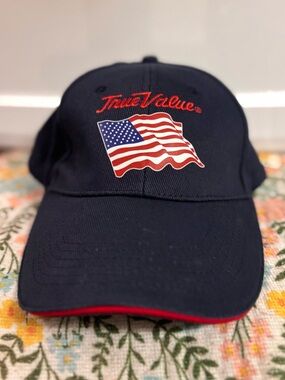 True Value Navy Baseball Cap with American Flag Embroidery
